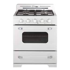 Off-Grid Classic Retro 30 in. 3.9 cu. ft. Retro Propane Gas Range with Battery Ignition in Marshmallow White