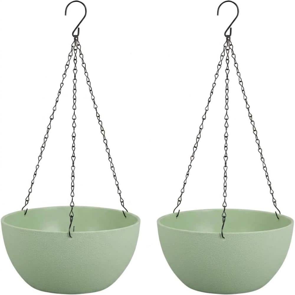 "Set of 2 10"" Green Hanging Plant Pots with Chain & Drainage Holes" price history on PriceWatchPro