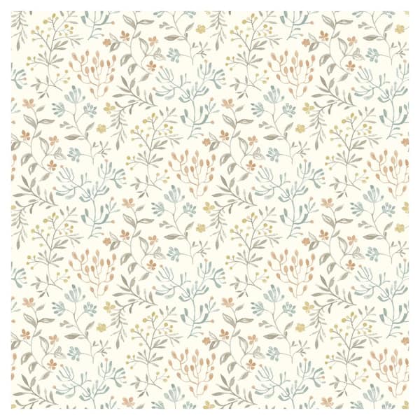 Chesapeake Tarragon Dainty Meadow Multi-Colored Prepasted Non Woven Wallpaper