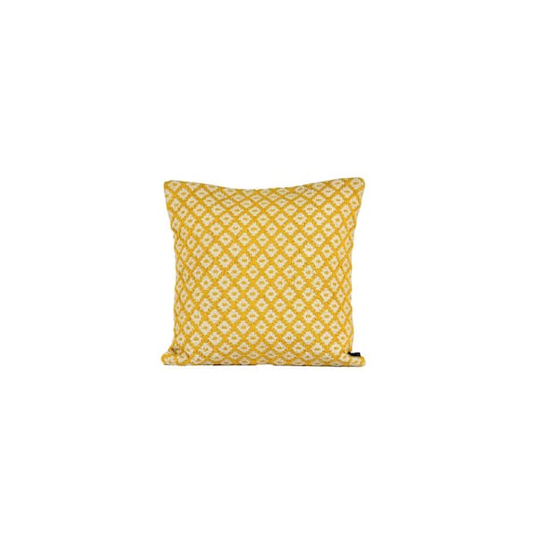 SPITIKO HOMES Yellow 100% cotton Polyester Filled handloom cushion 20"X20"