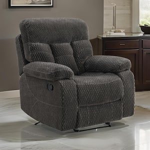 Charcoal Plush Tufted Backrests Glider Recliner