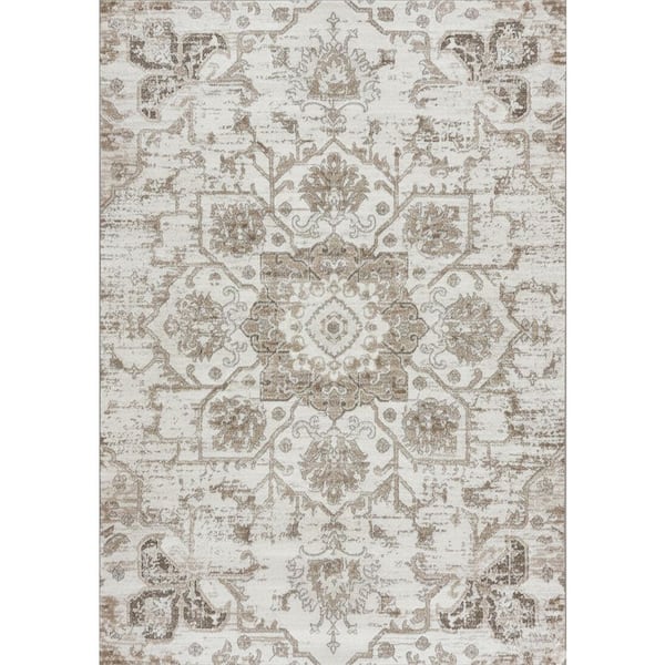 Cadence 8 ft.x11 ft. (Exact Size: 7 ft. 10 in. x 10 ft. 10 in.) Vintage Indoor Area Rug, Cream Grey, SouthWestern