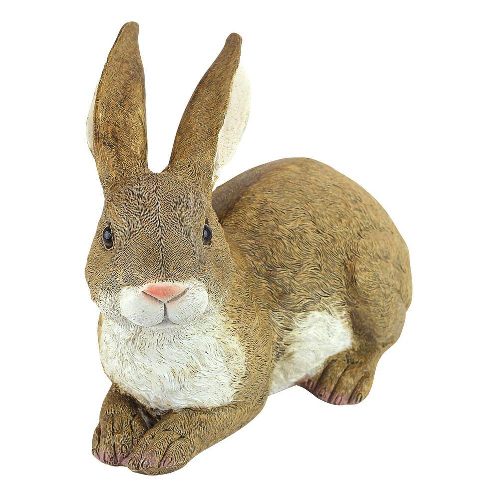 Hand-Painted Brown and White Resin Bunny Garden Statue