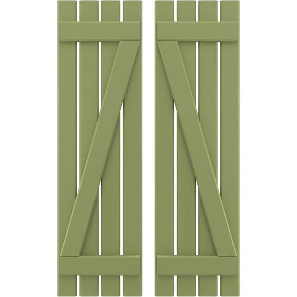 Ekena Millwork 15-1/2 in. W x 31 in. H Americraft 4-Board Exterior Real Wood Spaced Board and Batten Shutters with Z-Bar in Moss Green