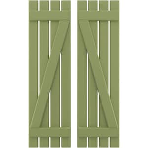 15-1/2 in. W x 77 in. H Americraft 4 Board Exterior Real Wood Spaced Board and Batten Shutters w/Z-Bar Moss Green