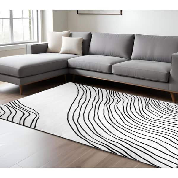 8 ft. x 11 ft.Black and White Abstract Area Rug