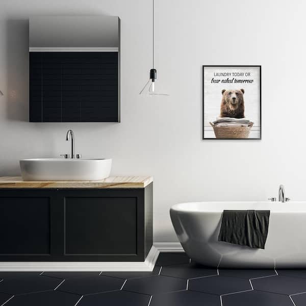 Laundry Or Bear Naked by Lettered and Lined Black Framed Typography Giclee Art Print 20 in. x 16 in.