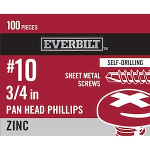 #10 x 3/4 in. Zinc Plated Phillips Pan Head Sheet Metal Screw (100-Pack)