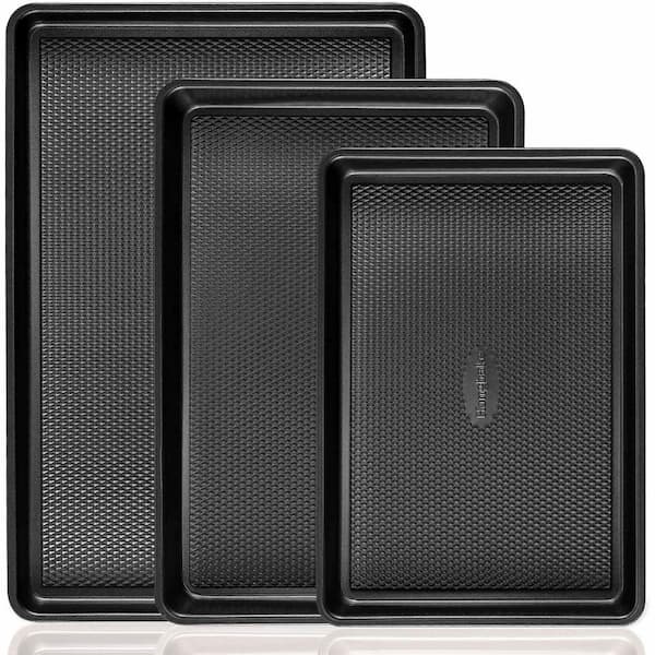 Ingenuity Diamond Texture 3-Piece Carbon Steel Baking Sheet Pan Set in Dark Grey