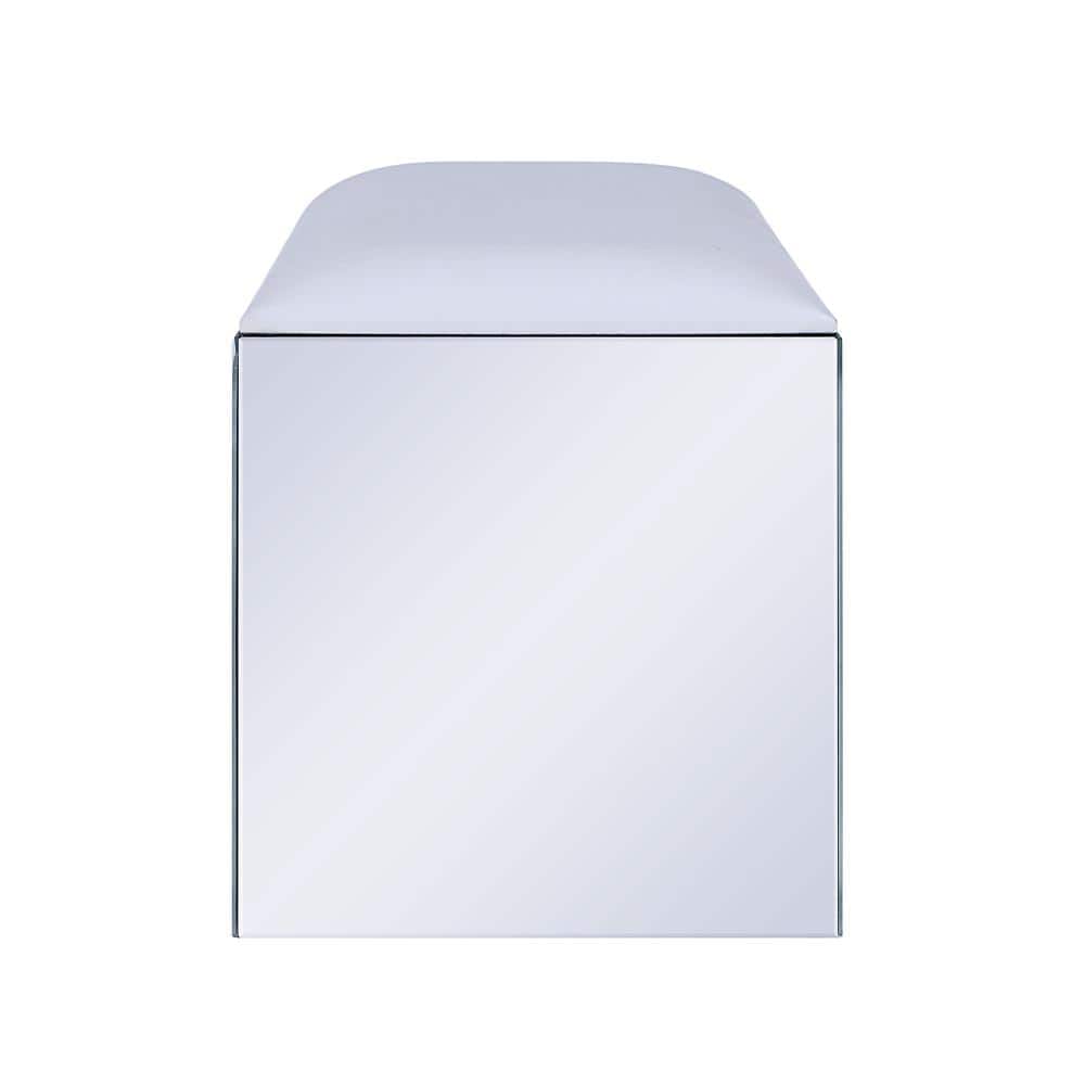 Mirrored Vanity Stool with Faux Diamond Inlay