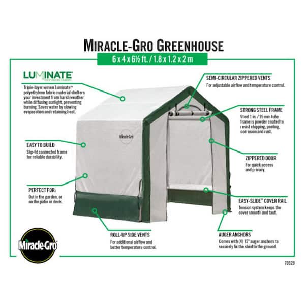 Miracle-Gro 4 ft. x 4 ft. x 6 ft. Greenhouse 70529 - The Home Depot