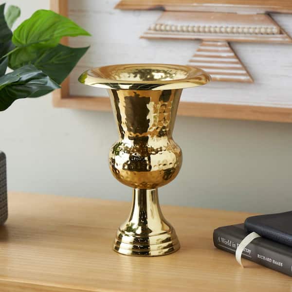 Litton Lane Gold Goblet Inspired Hammered Aluminum Metal Decorative Vase