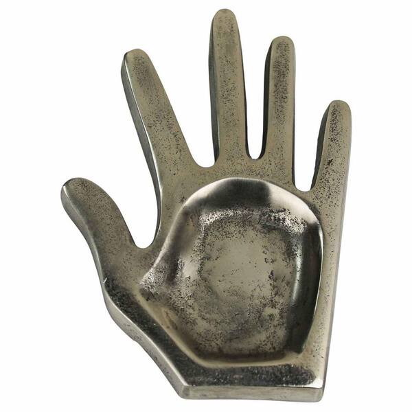 HomeRoots Amelia 5 in. W x 0.75 in. H x 7.5 in. D Novelty Silver Cast Metal Dinnerware and Serving Storage