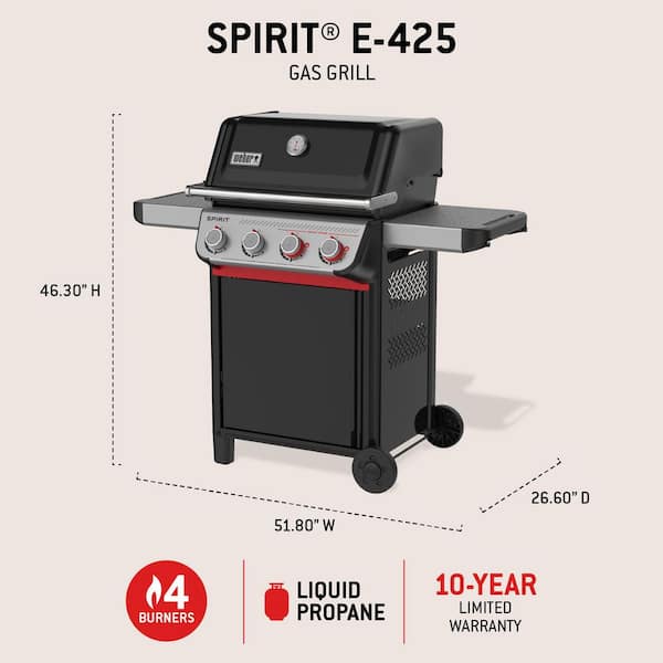 Weber Spirit E-425 4-Burner Propane Gas Grill in Black with