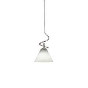 Royale 100 W 1-Light Brushed Nickel Standard Mini Pendant Light with Glass Shade