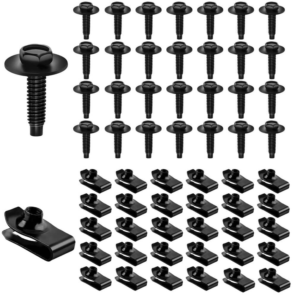 60 Piece M6-1.0 U Nut and Hex Head SEMS Bolt Kit for GM Ford Chrysler Bumper Fender Liner Fastener Clips price history on PriceWatchPro