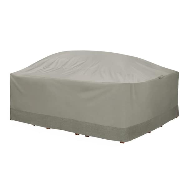 Classic Accessories Duck Covers Weekend 125 in. W Outdoor Rectangular/Oval Table and Chair Cover with Integrated Duck Dome in Moon Rock