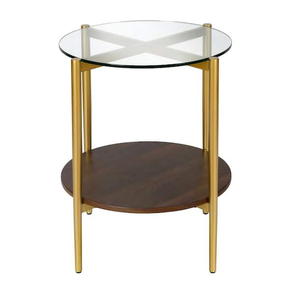 gold side table with shelf