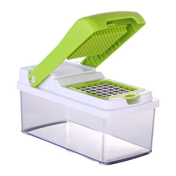 Adrinfly Vegetable Slicer Stainless Steel Built-in Blade Choppers & Presses with 3 Blades and Container