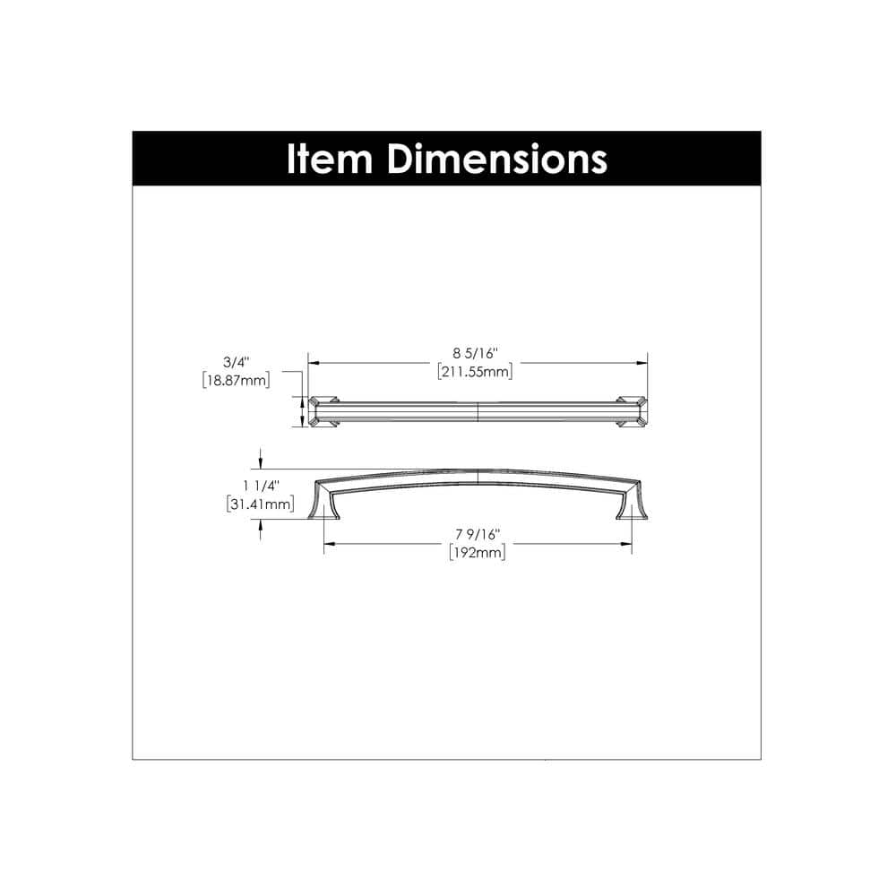 Brushed Nickel 8 3/8" Modern Cabinet Bar Handle