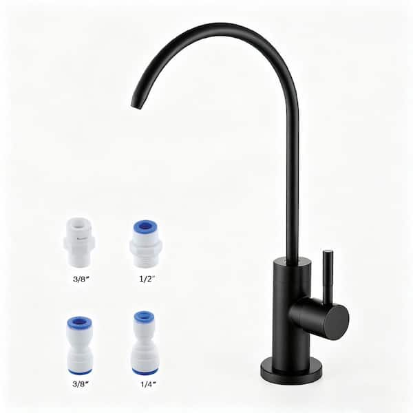 Lead-free Single-Handle Beverage Faucet with Quick-Connect Fitting in Stainless Steel Matte Black for RO System