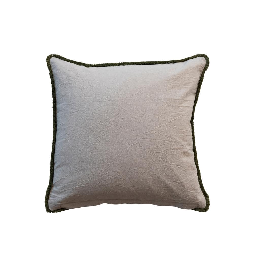 Multicolor Cotton Slub Embroidered Square Pillow