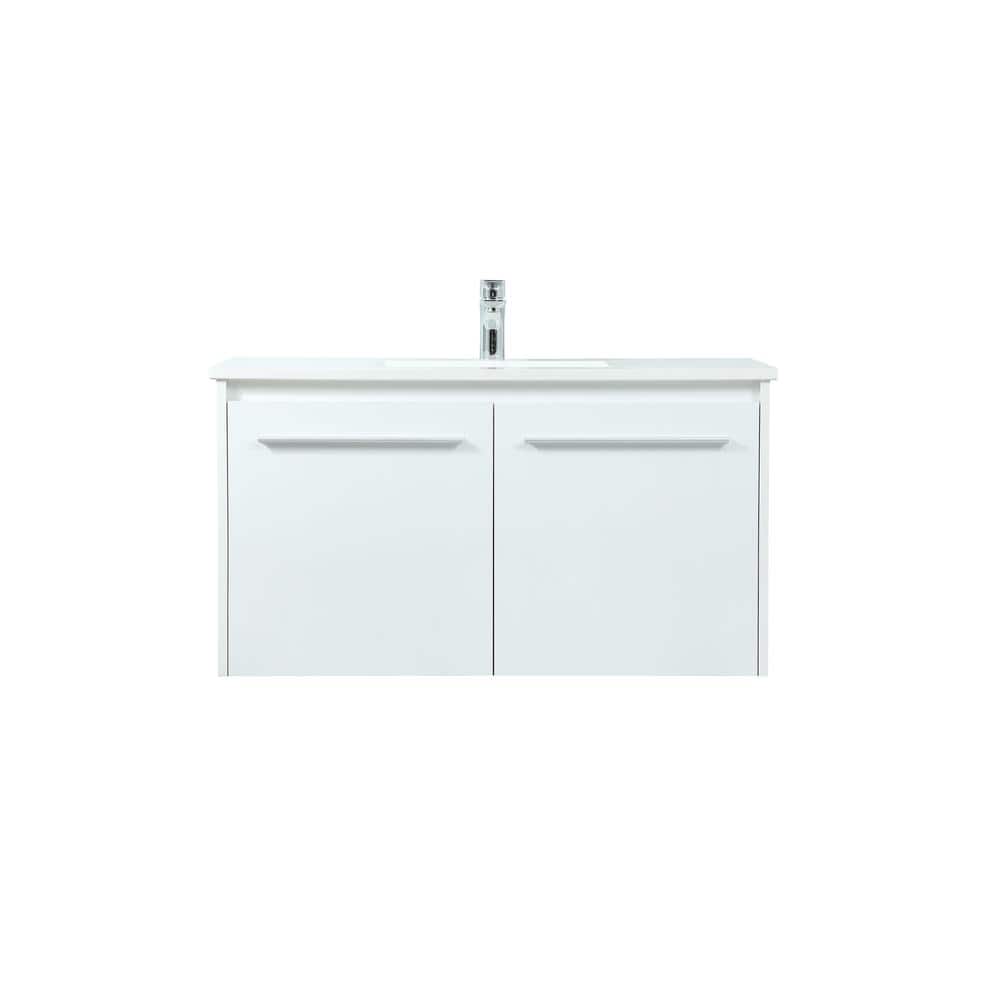 Timeless Home 36 in. W Single Bath Vanity in White with Engineered Stone Va