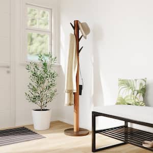 Walnut Flapper Freestanding Coat Rack