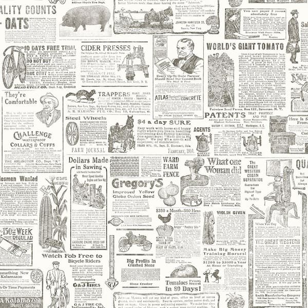 Brewster Underwood Brown Newspaper Brown Paper Strippable Roll (Covers 56.4 sq. ft.)
