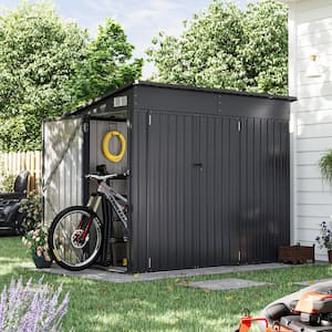 Garden 8 ft. W x 4 ft. D Metal Tool Shed Outdoor Storage Shed with Lockable 3-Doors, Window for Backyard 32 sq. ft.