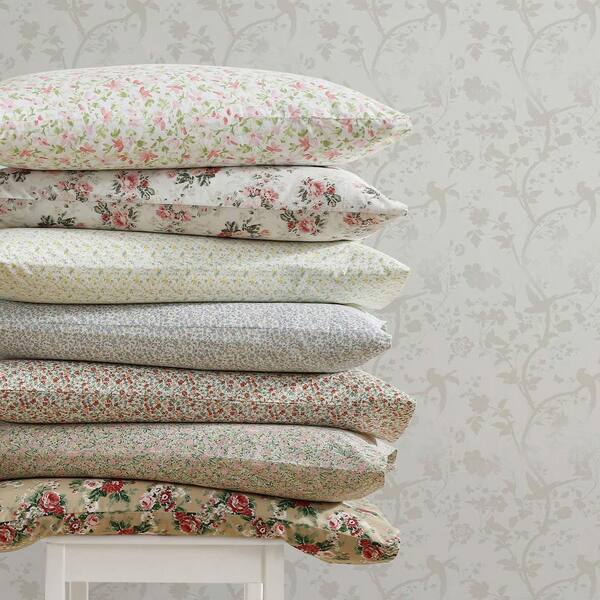Laura Ashley Emogene 4-Piece Orange Cotton Full Sheet Set