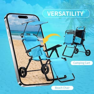 Beach Cart Chair - 2-in-1 Turns From Beach Cart to Beach Chair - Large Wheels - Easy to Use - Large Capacity
