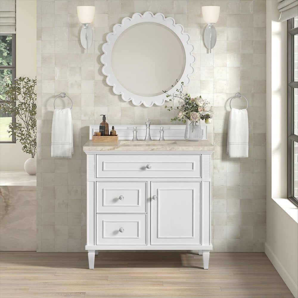 Lorelai 36.0 in. Single Bath Vanity in Bright White with Tajnar Engineered Composite Top price history on PriceWatchPro