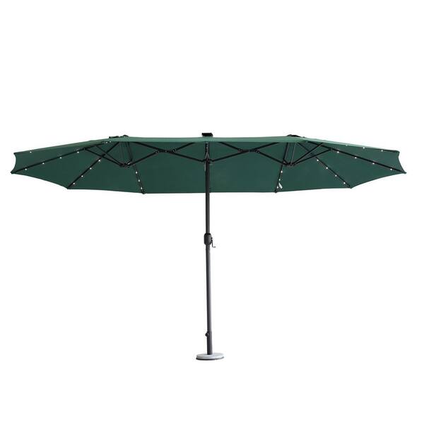 cenadinz 15 ft. Market Patio Umbrella in Green, with Solar LED Lights