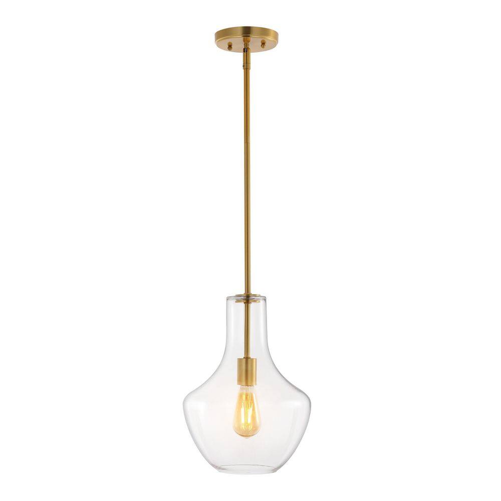 Watts 10.5" Gold and Clear Glass LED Pendant Light