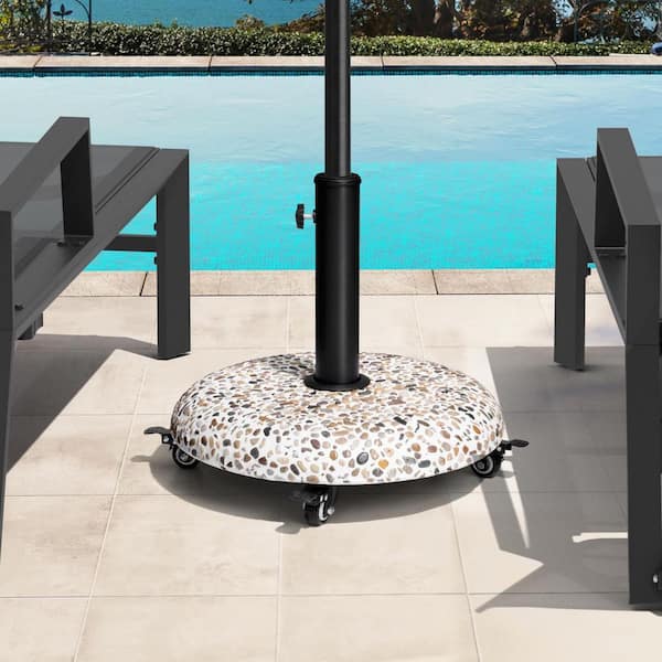 destination summer cement patio umbrella stand In-ground Base for Offset Cantilever Umbrella,Universal Base Construction Made from steel with concrete base 48 lb. Cement Patio Umbrella