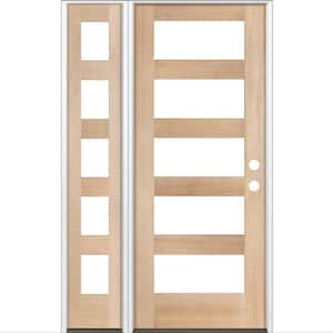 46 in. x 80 in. Modern Hemlock Left-Hand/Inswing Clear Glass unfinished Wood Prehung Front Door with Left Sidelite