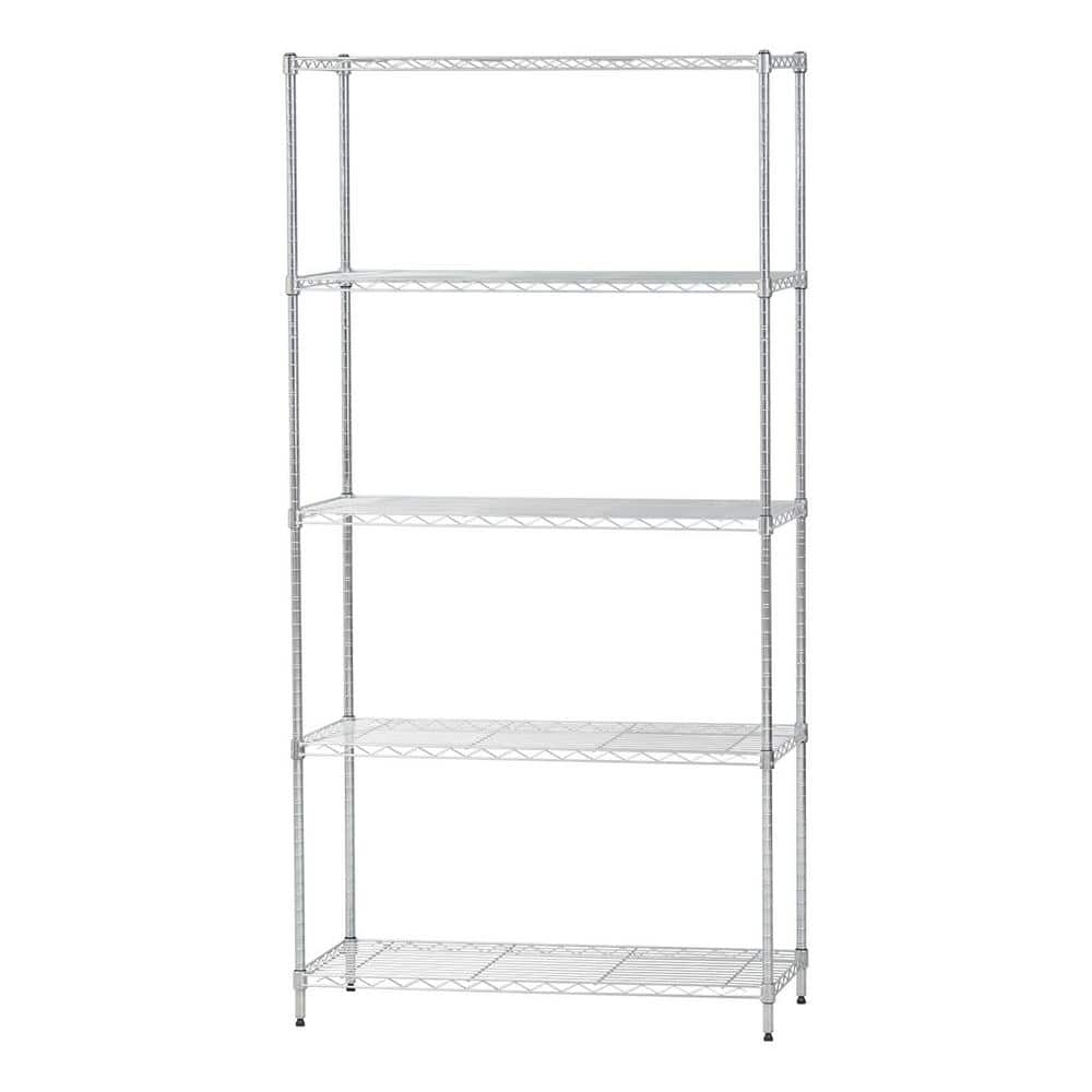 IRIS 5 Tier Adjustable Heavy Duty Wire Storage Unit, Chrome (36 in W x ...