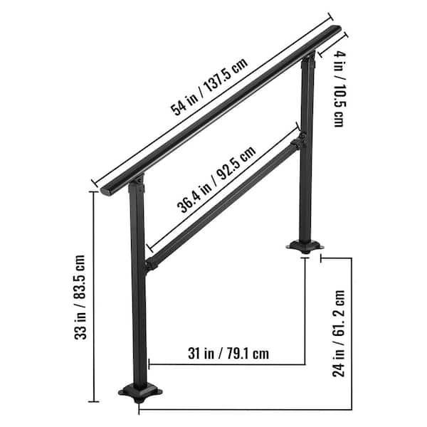 VEVOR Outdoor Stair Railing, Fits for 1-5 Steps Transitional