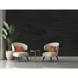 1/8 in. x 5 in. x 12-42 in. Peel and Stick Black Wooden Decorative Wall Paneling (20 sq. ft./Box)