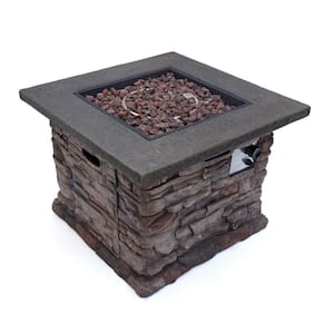 Dakota 32 in. x 24 in. Square MGO Propane Fire Pit in Natural Stone