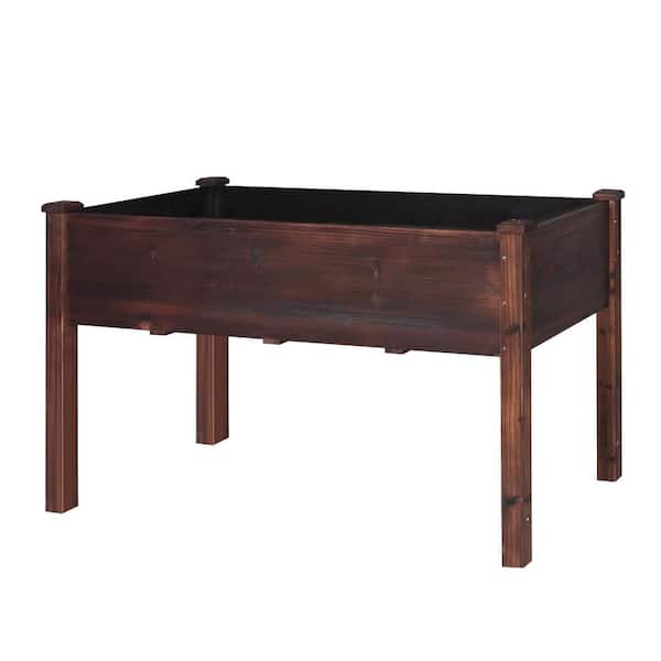 VEIKOUS 47 in. x 23 in. x 30 in. Brown Carbonized Wooden Cedar Raised Garden Bed with Liner