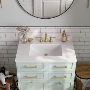 31 in. W x 22 in. D Engineered Stone White Rectangular Single Sink Bathroom Vanity Top with 3-Faucet Hole and Overflow