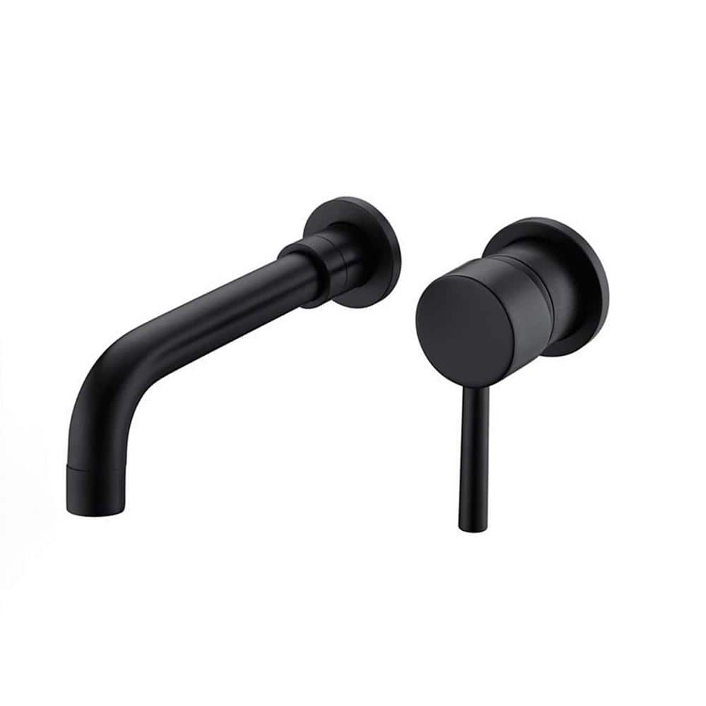 Single-Handle Wall Mount Bathroom Faucet in Matte Black