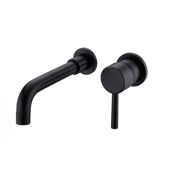 Unbranded Single-Handle Wall Mount Bathroom Faucet in Matte Black