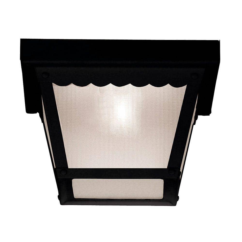 8 in. W x 6 in. H 1-Light Black Outdoor Flush Mount with Frosted Glass price history on PriceWatchPro