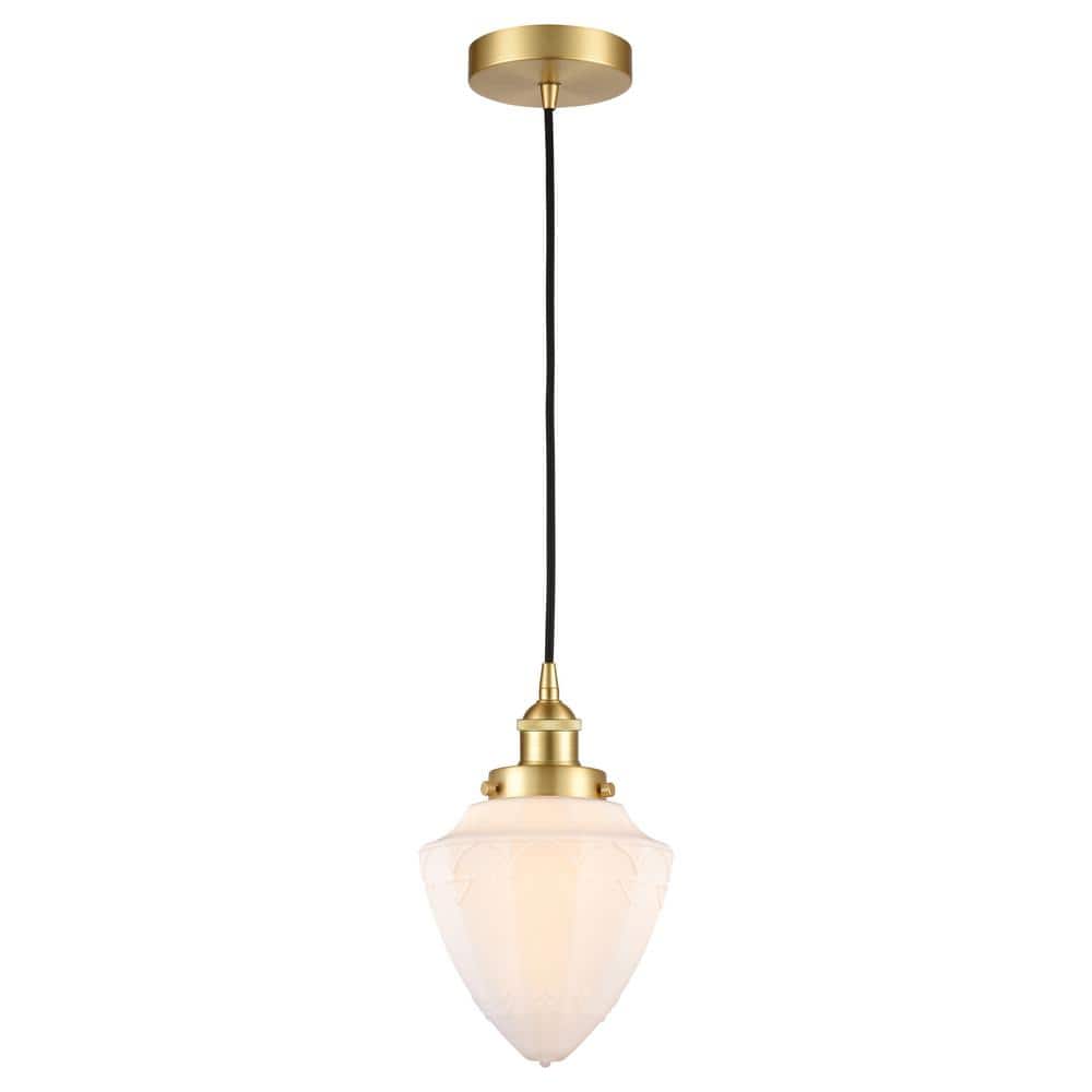 Bullet 60-Watt 1-Light Satin Gold Standard Mini Pendant Light with Painted Glass Shade, No Bulbs Included price history on PriceWatchPro
