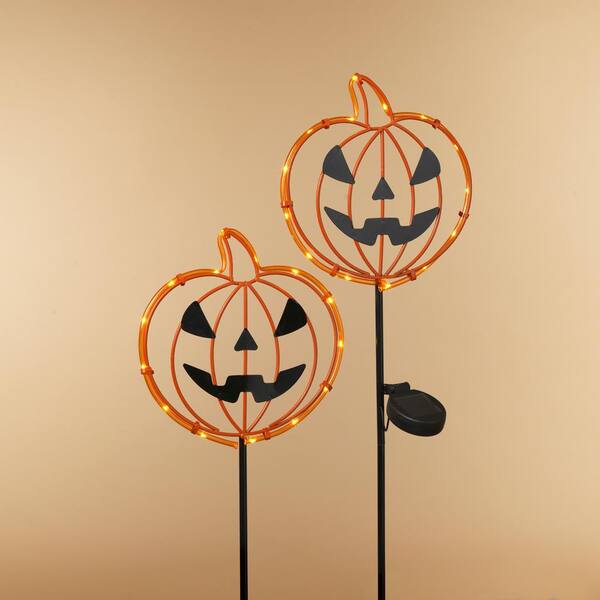 thumbnail image 2 of Jack O Lantern Decor Solar Light Color Changing Metal 2 of 14