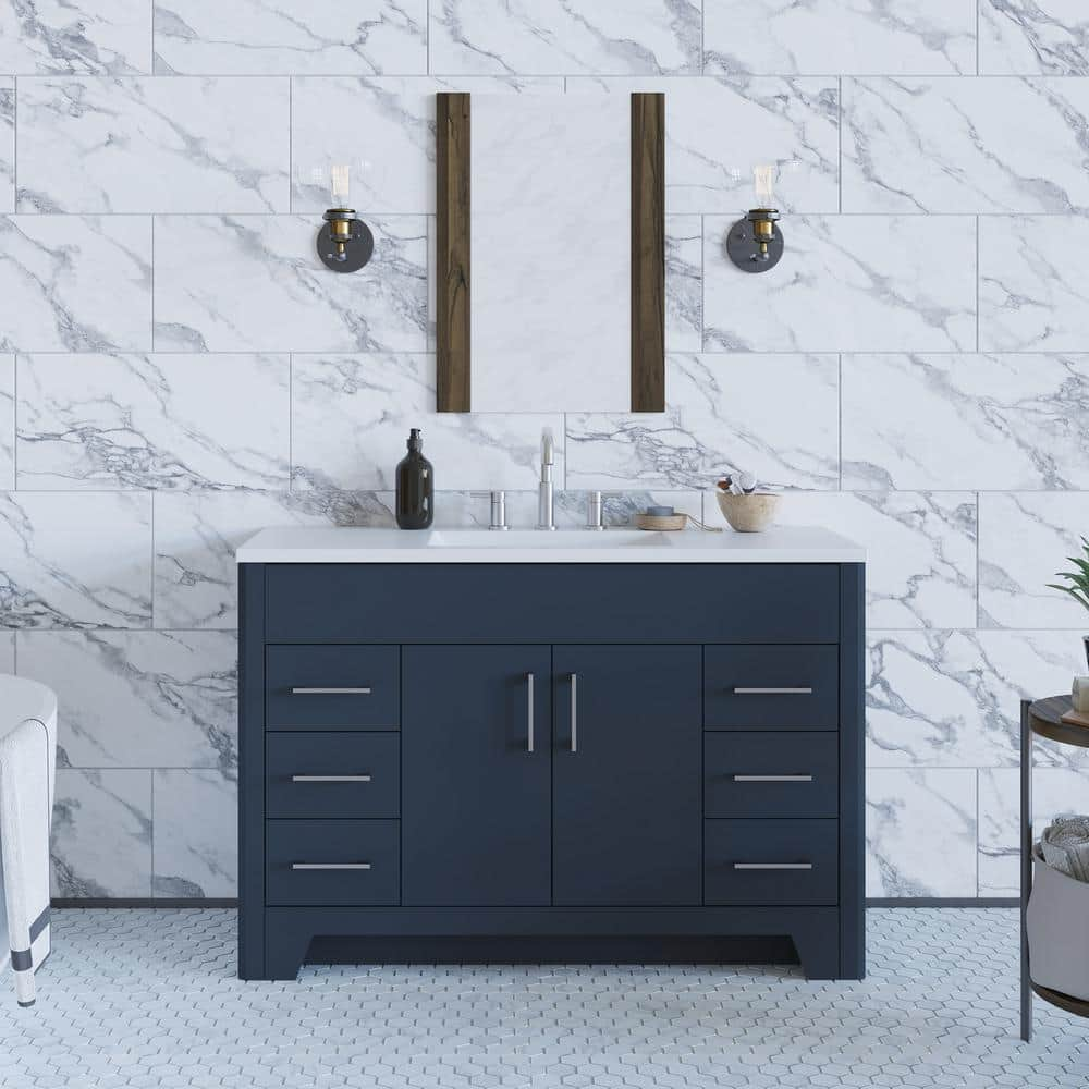 Diamond NOW Brenton 48-in Gray Single Sink Bathroom Vanity with White  Cultured Marble Top in the Bathroom Vanities with Tops department at