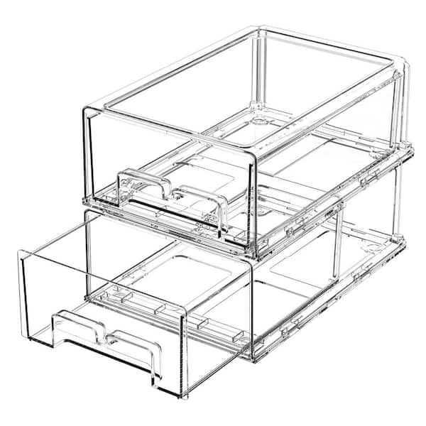 Stackable Clear Fridge Drawers w/ Pull-Out Design, Fruit/Vegetable Organizer (2-Pack)